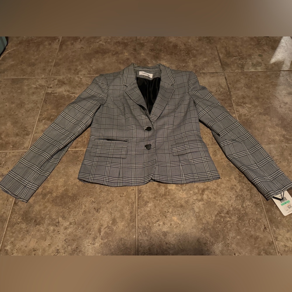 O NWT Brand New Women's Calvin Klein Plaid Blazer Jacket